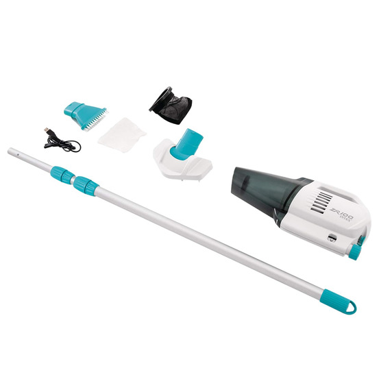 Aspirateur de spa et de piscine rechargeable blanc et bleu clair