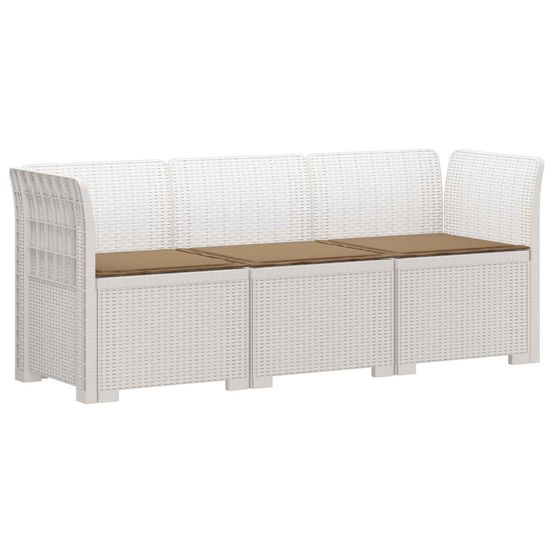 Canapé de jardin 3 places avec coussins look rattan pp blanc