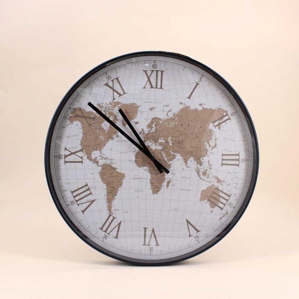 Horloge planisphère vitrée 50cm