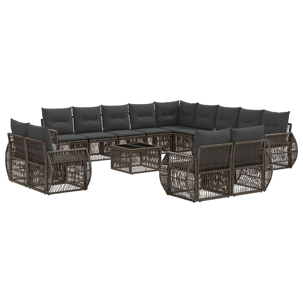 Ensemble de canapé de jardin 14 pcs gris et gris foncé