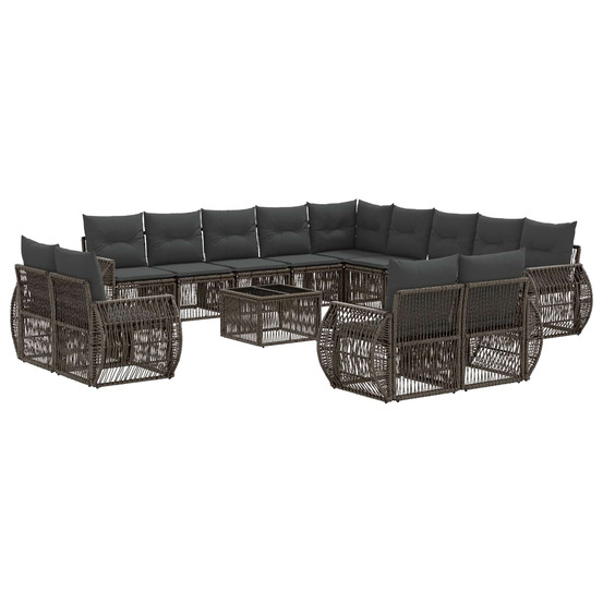 Ensemble de canapé de jardin 14 pcs gris et gris foncé
