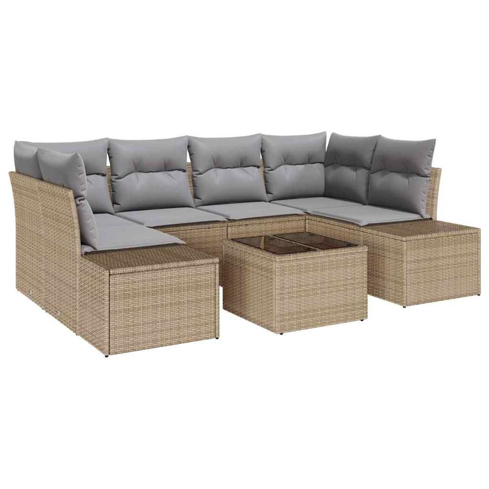Ensemble de canapé de jardin 7 pc beige polyrotin