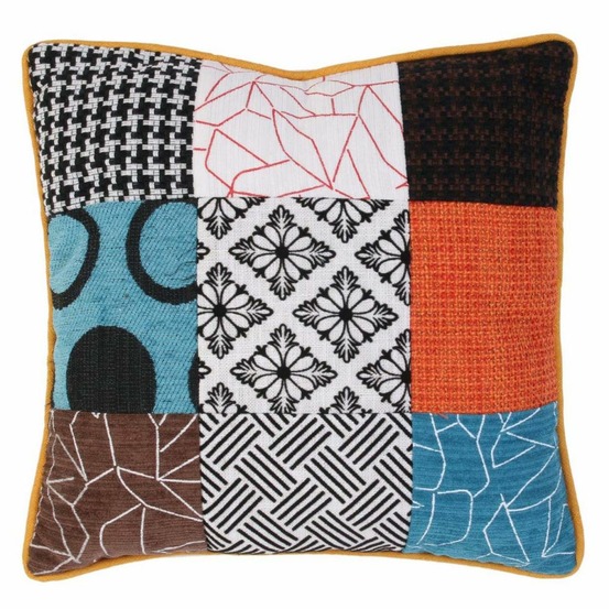 Coussin patchwork en tissu déhoussable 40x40 cm