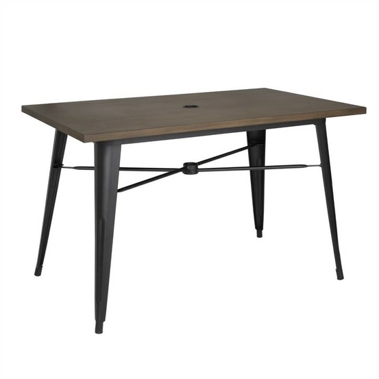 Table plateau aluminium effet bois noir 120 x 76 x 75 cm - bolero