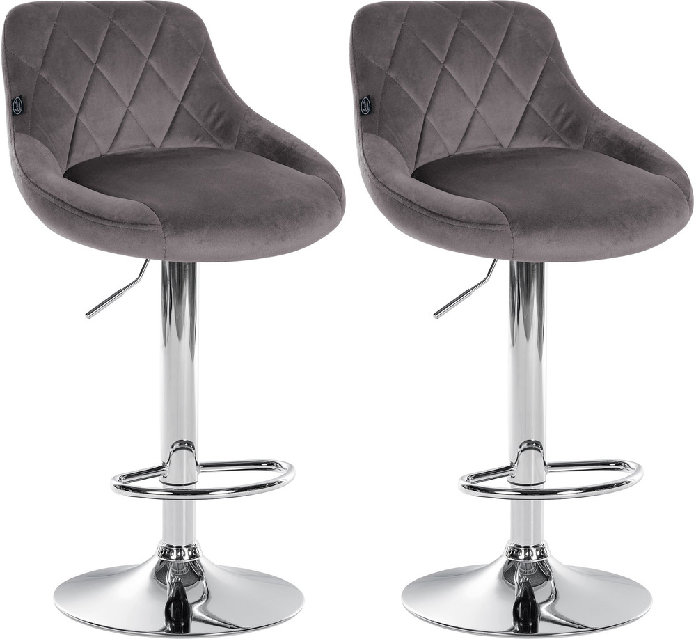 Lot de 2 tabourets de bar lazio velours chrome