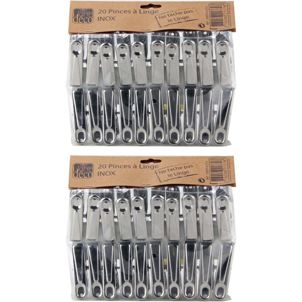 Set de 40 pinces à linge en inox