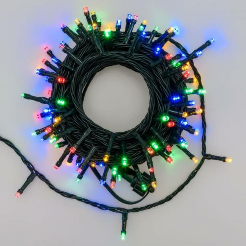 Guirlande lumineuse 10m 100 led multicolores prolongeable câble vert 31v ip44 smart connect lotti