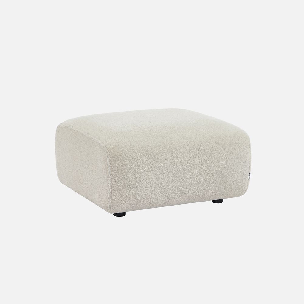 Pouf, module pour canapé, repose-pieds pour canapé 2 places en bouclette, l 76 x p 70 x h 41cm - wallas