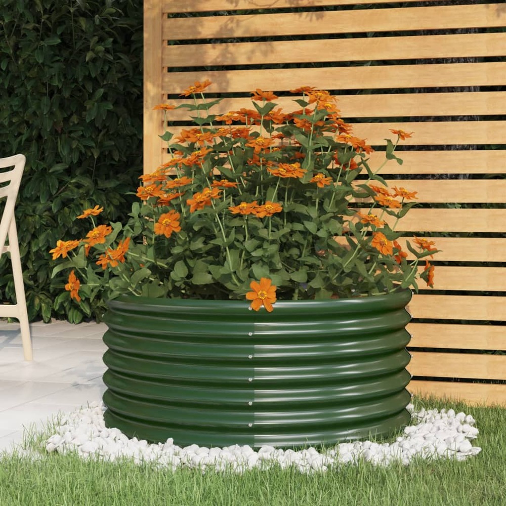 Jardinière de jardin acier galvanisé 80x80x36 cm vert