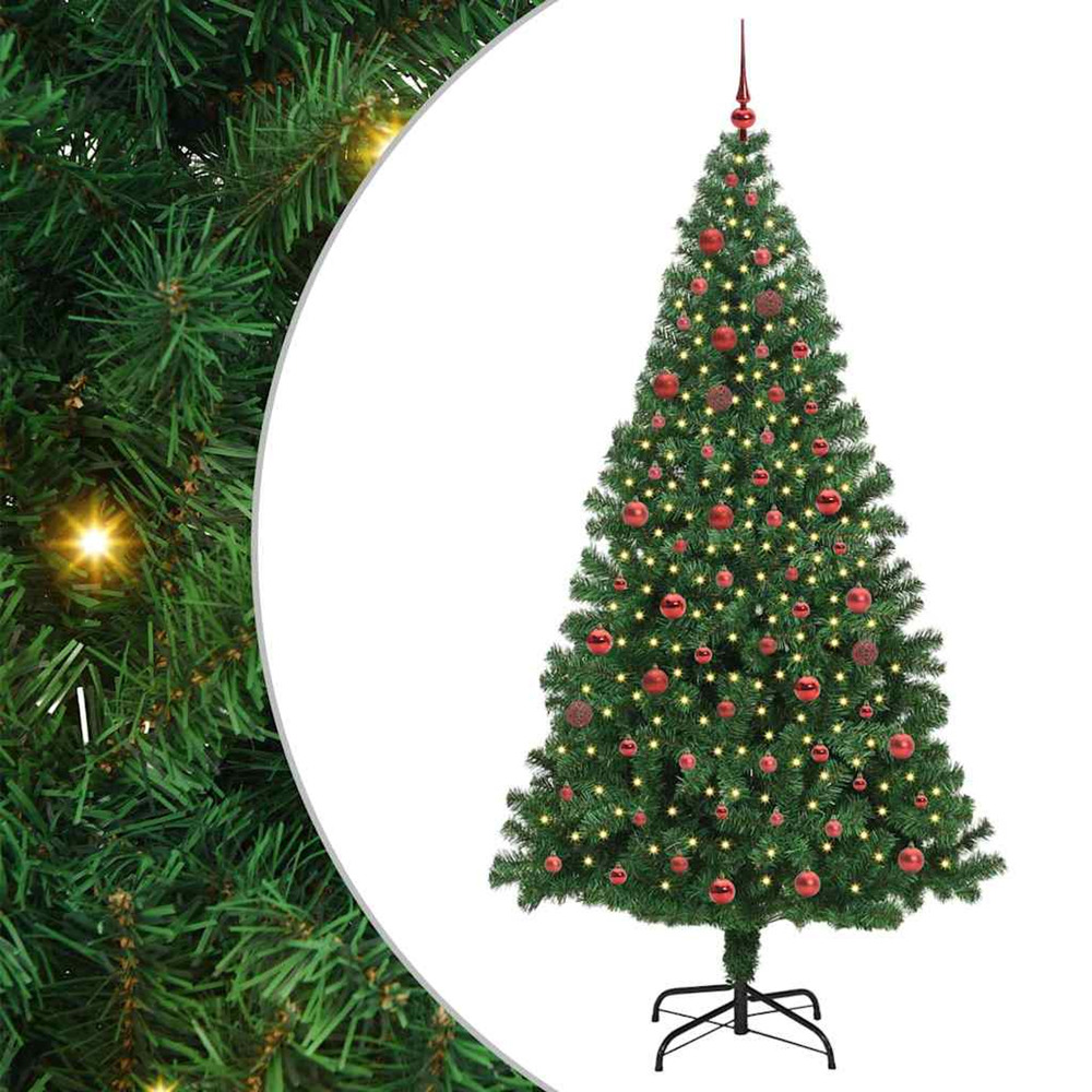 Sapin de noël artificiel vert 210 cm pvc, acier et plastique