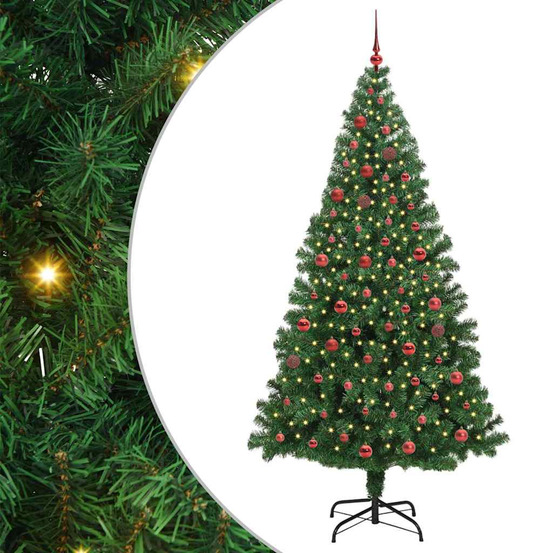 Sapin de noël artificiel vert 210 cm pvc, acier et plastique