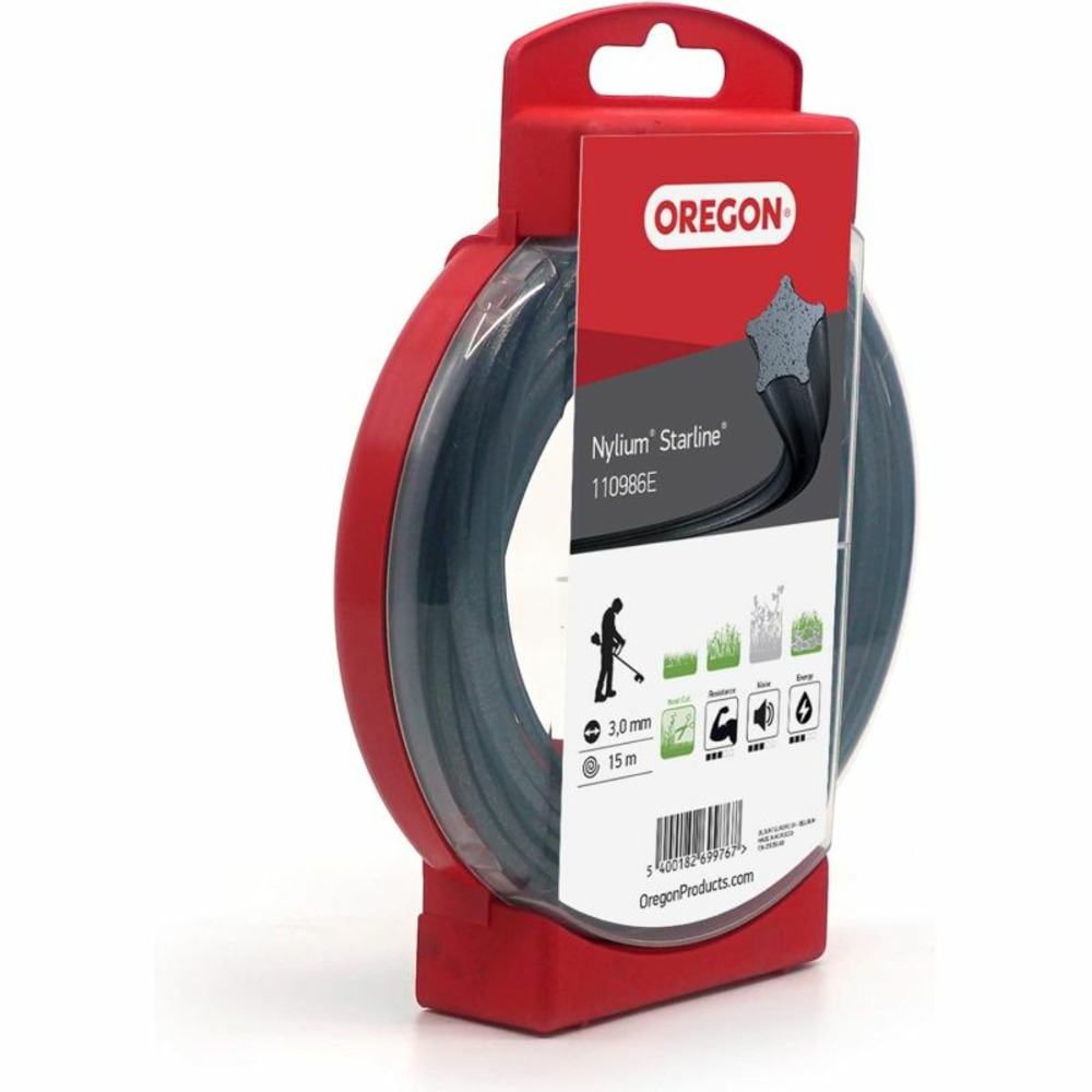 Fil débroussailleuse etoile nylium starline noir ø3.0mm/15m oregon 110986e