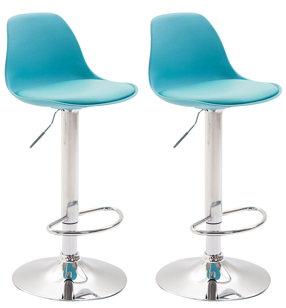 Lot de 2 tabourets de bar kiel plastique chromé