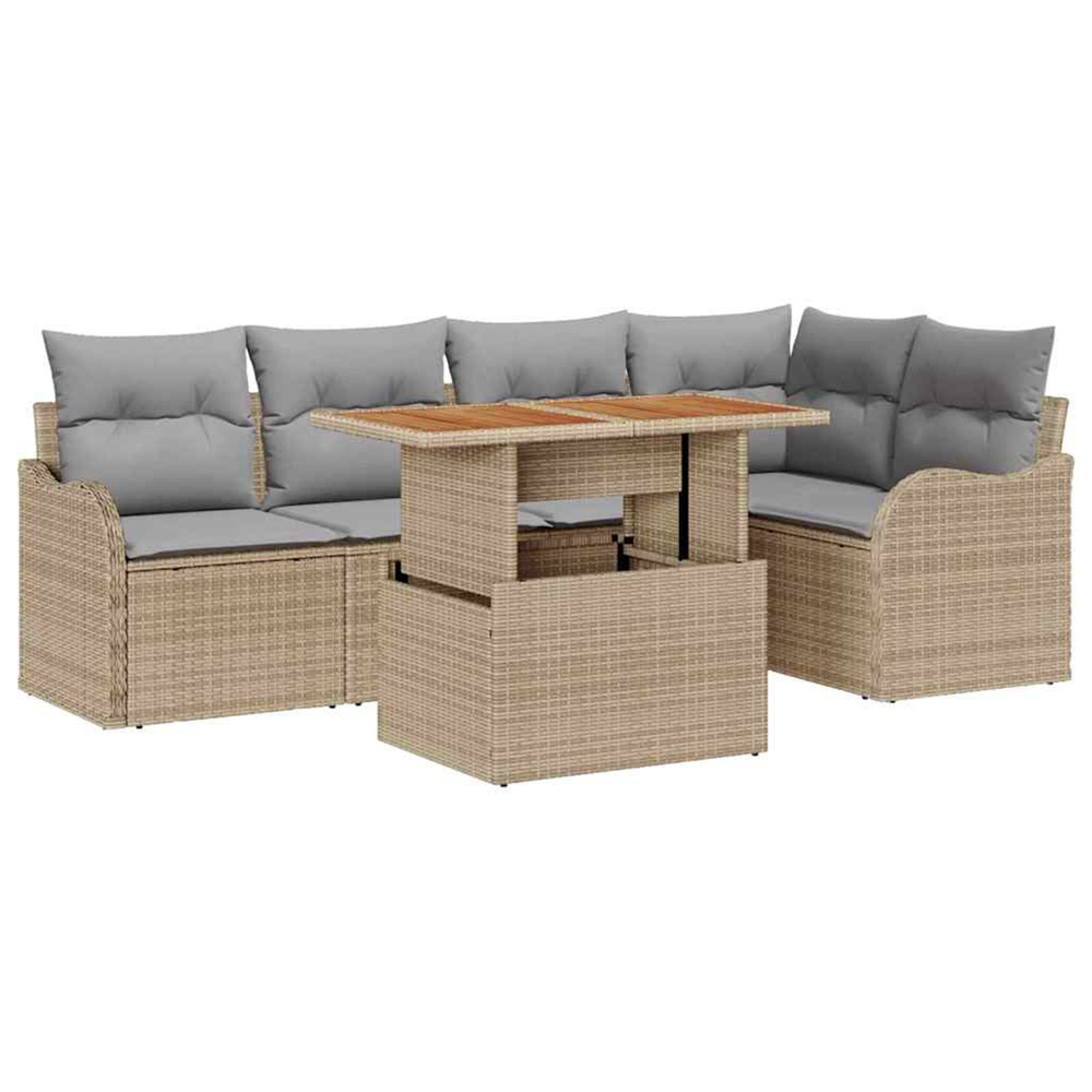 Ensemble de canapé de jardin 6 pcs beige et gris clair