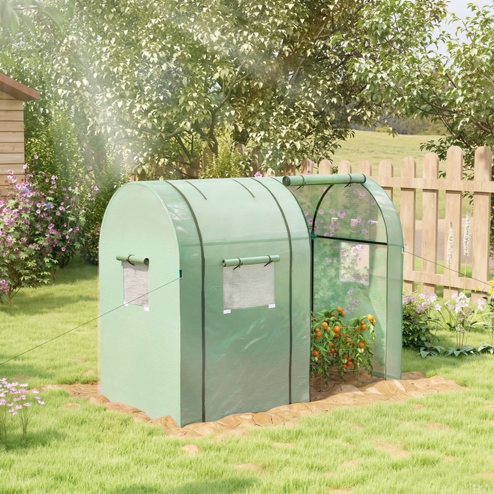 Serre de jardin tunnel acier pe renforcé 185 x 94 x 150 cm verte 2 portes anti-uv - comfortxl outdoor living