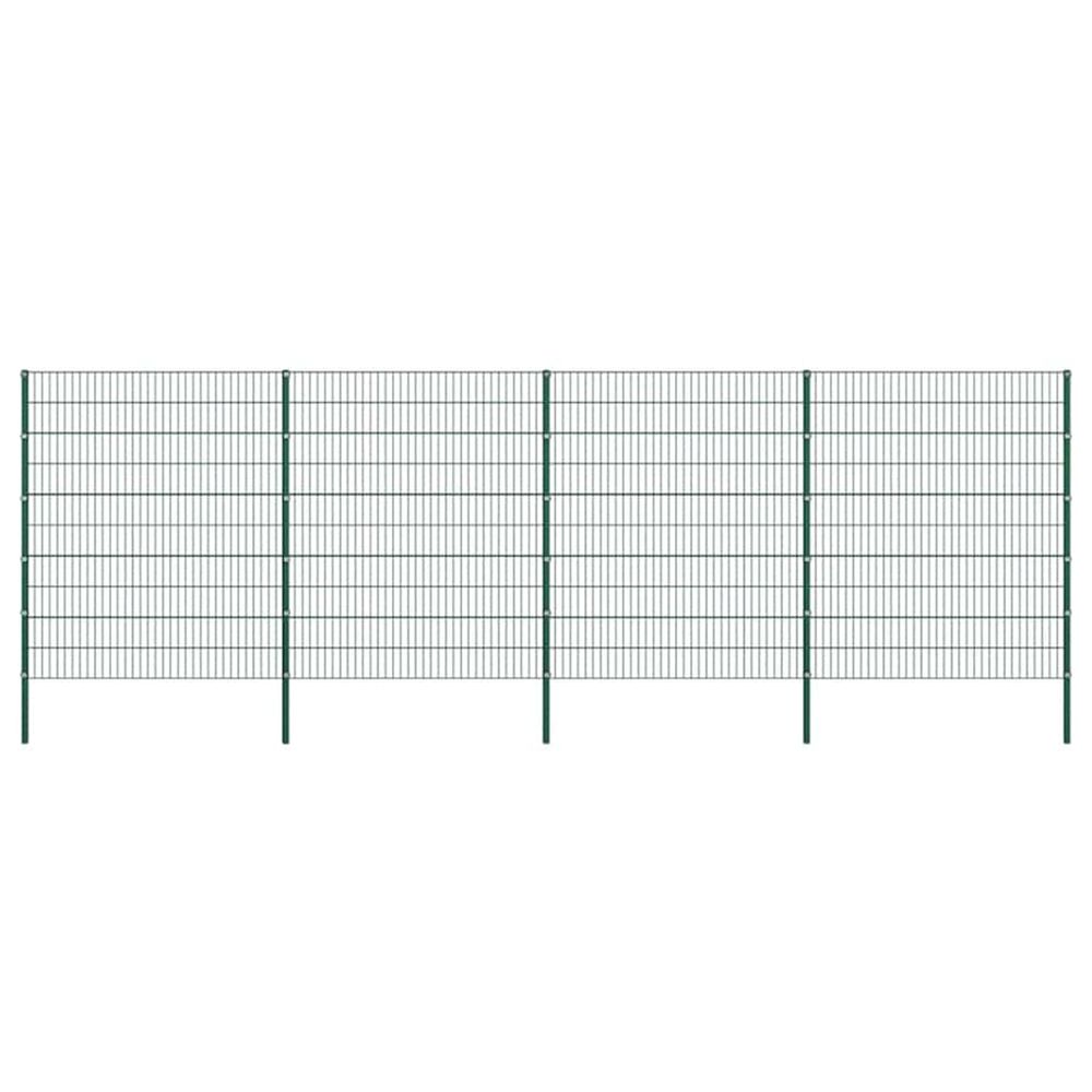 Panneau de clôture avec poteaux en fer 867 x 200 cm vert