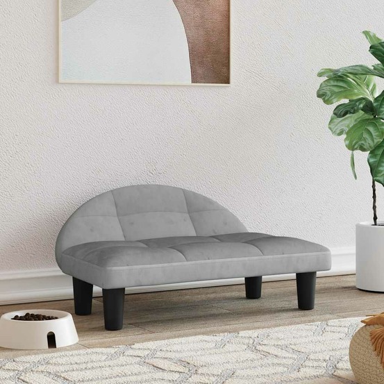 Lit pour chien gris clair 70x52x30 cm velours