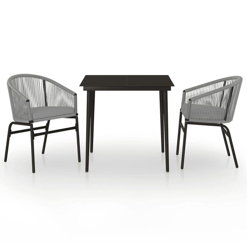 Ensemble à manger de jardin 3 pcs gris