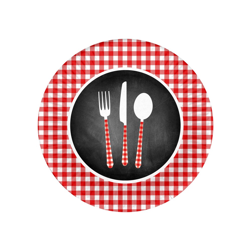 Set de 10 assiettes en carton 18 cm menu du jour