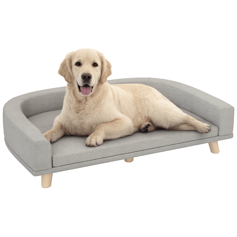 Grand canapé lit chien polyester intérieur surélevé coussin lavable 98x67cm gris - comfortxl outdoor living