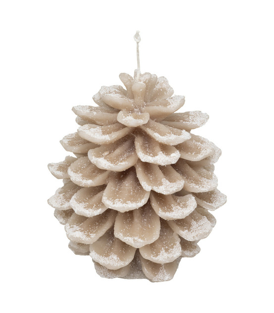 Bougie de noël pomme de pin enneigée 560g