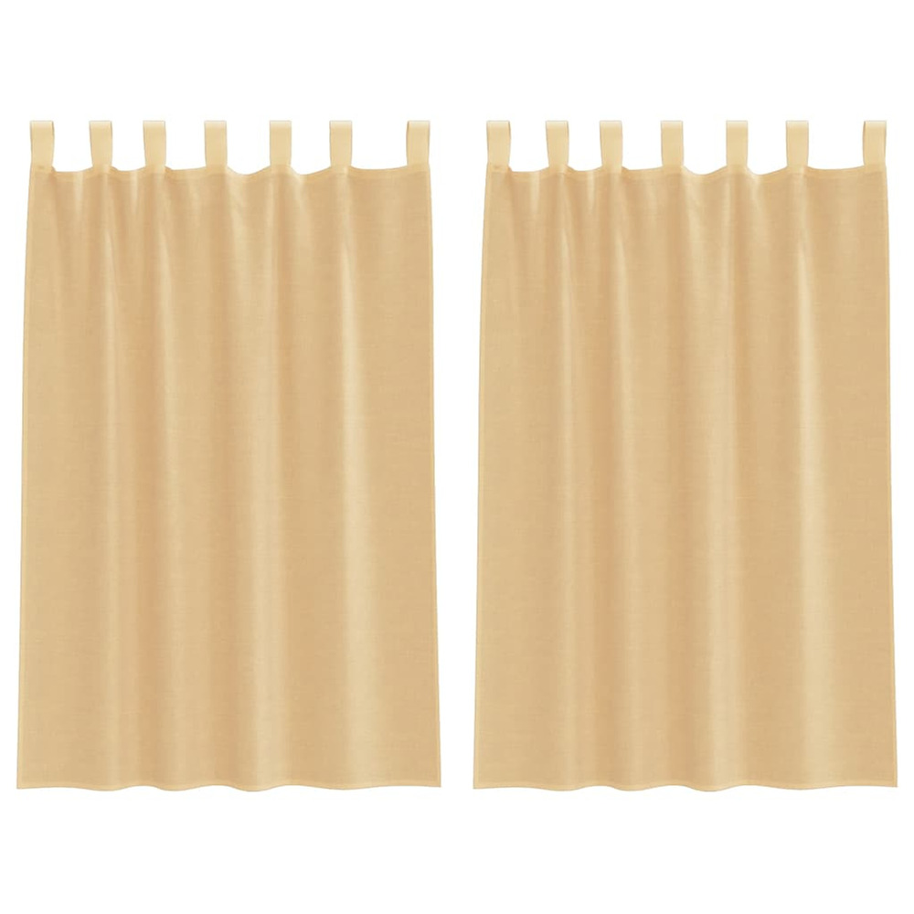 Rideaux en voile avec boucles 2 pcs sable 140x175 cm