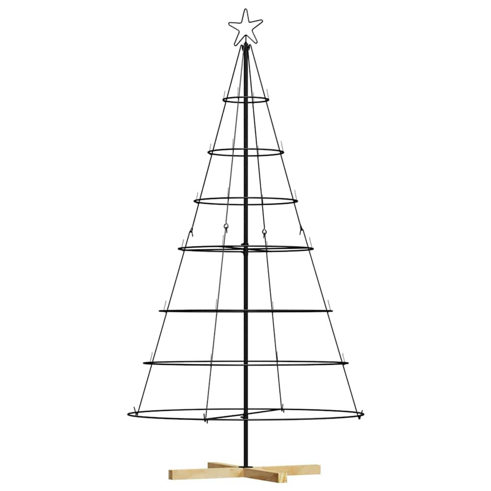 Arbre en cône de noël avec support noir 180 cm acier