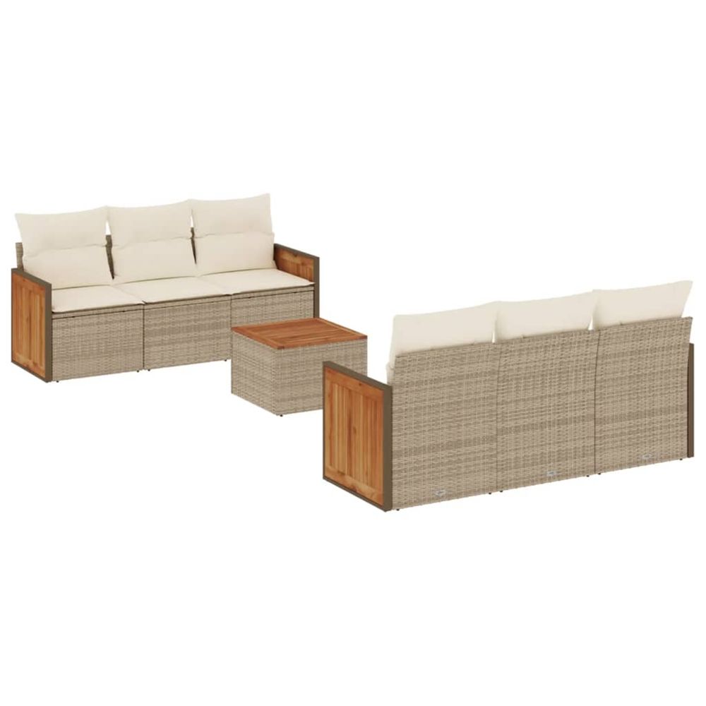 Salon de jardin avec coussins 7 pcs beige résine tressée