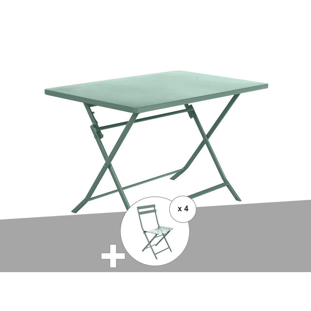 Table de jardin rectangle greensboro 110 x 70 cm olive avec 4 chaises