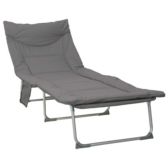 Transat pliant avec coussin anthracite
