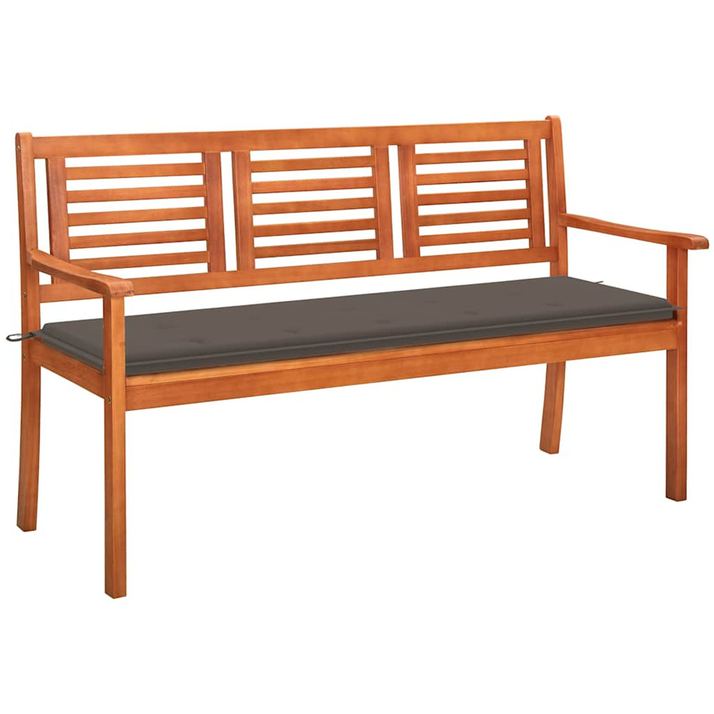 Banc de jardin 3 places avec coussin 150 cm bois d'eucalyptus