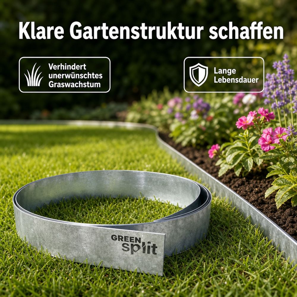 Bande de bordure de jardin métal alu/zinc 15 cm x 15 mètres | bordure jardin | bordures de jardin