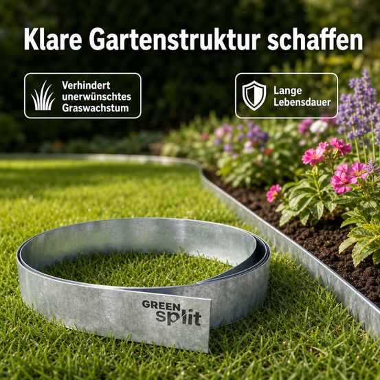 Bande de bordure de jardin métal alu/zinc 15 cm x 15 mètres | bordure jardin | bordures de jardin