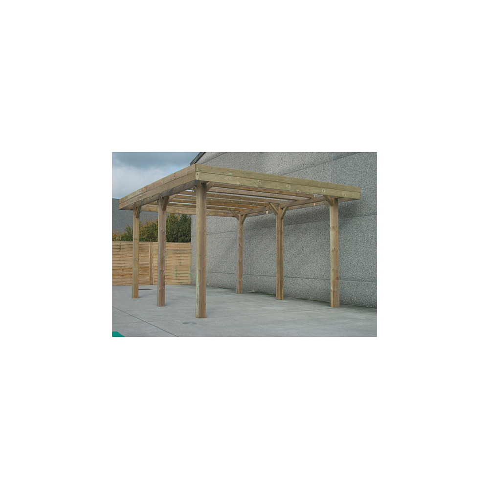 Carport modular en bois base 6x5m hauteur 4m