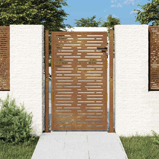 Portail de jardin 100x150 cm en acier corten, design carré