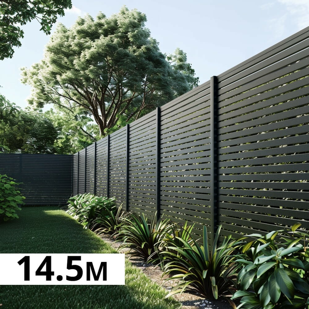 Kit clôture ajourée aluminium olinda anthracite 14,68x1,8m - lames ajourées 21x45x1780 mm - brise vue - palissade