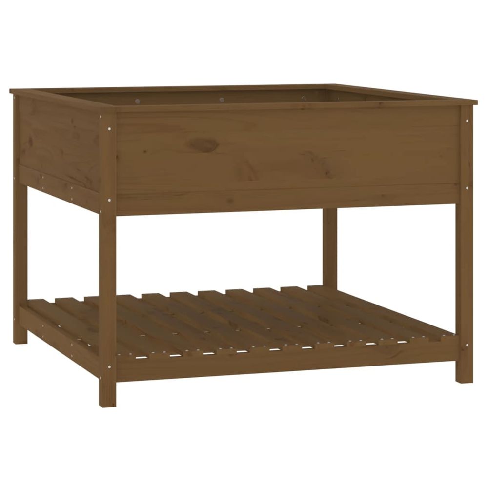 Jardinière d'extérieur et étagère marron miel 111,5x111,5x81 cm bois de pin