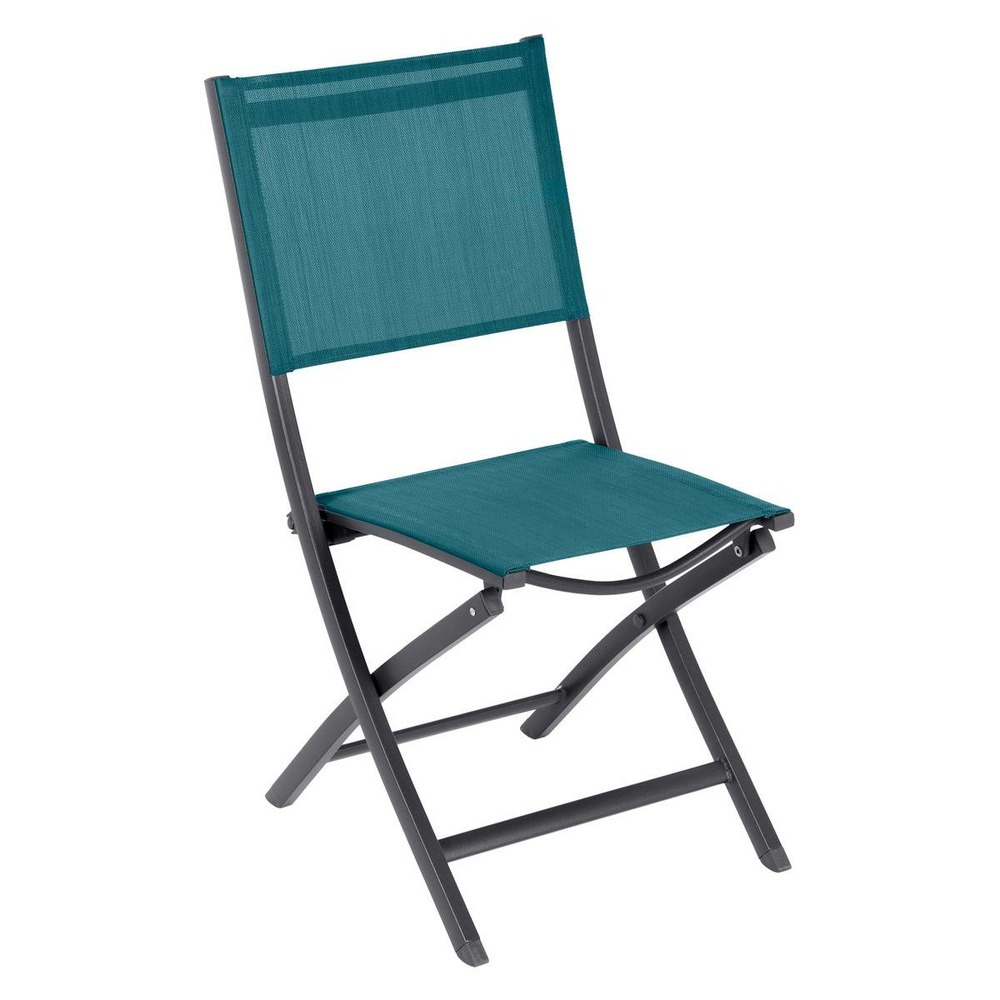 Lot de 4 chaises de jardin pliantes essentia bleu canard & graphite