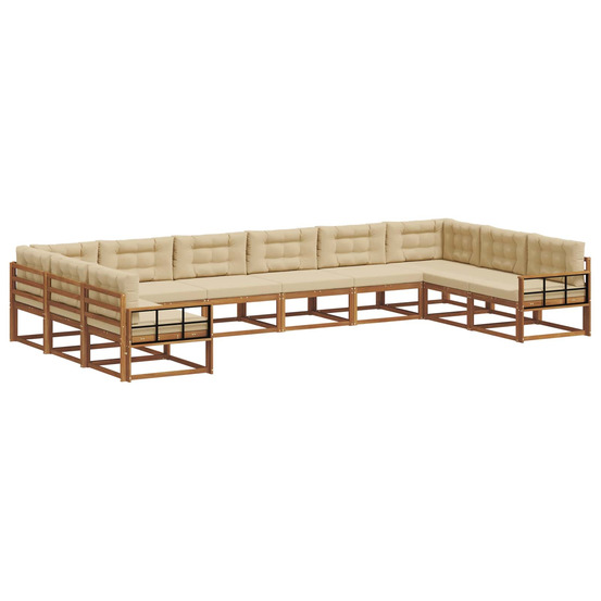 Ensemble de canapés d'extérieur 10 pcs naturel et beige