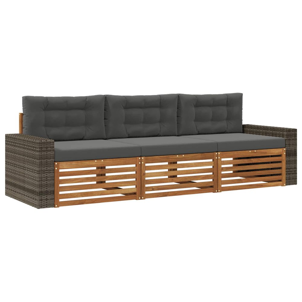 Ensemble de canapés d'extérieur 3 pc naturel et anthracite