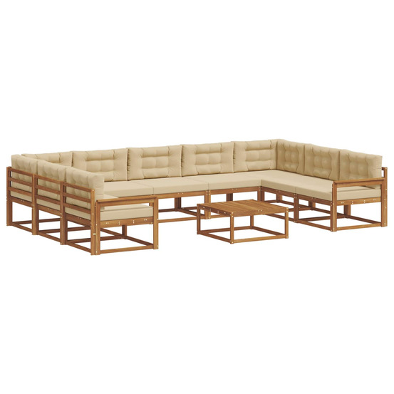 Ensemble de canapés d'extérieur 10 pcs naturel et beige