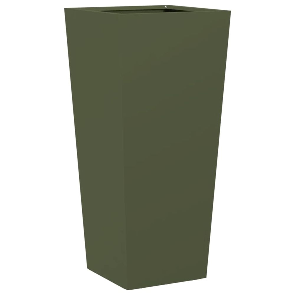 Jardinière d'extérieur vert olive 35x35x75 cm acier