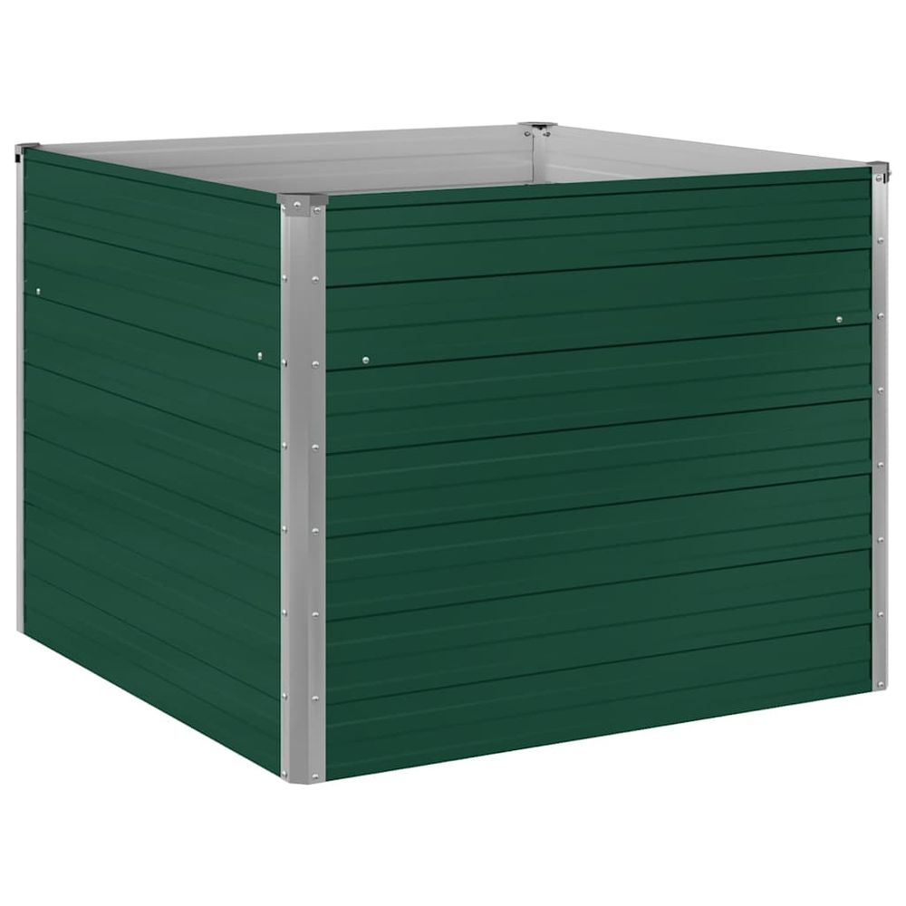 Carré potager surélevé 100cm acier galvanisé sans fond vert 77cm haut