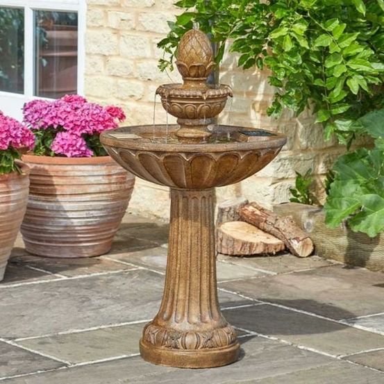 Fontaine solaire bain d'oiseau queensburry hauteur 84cm