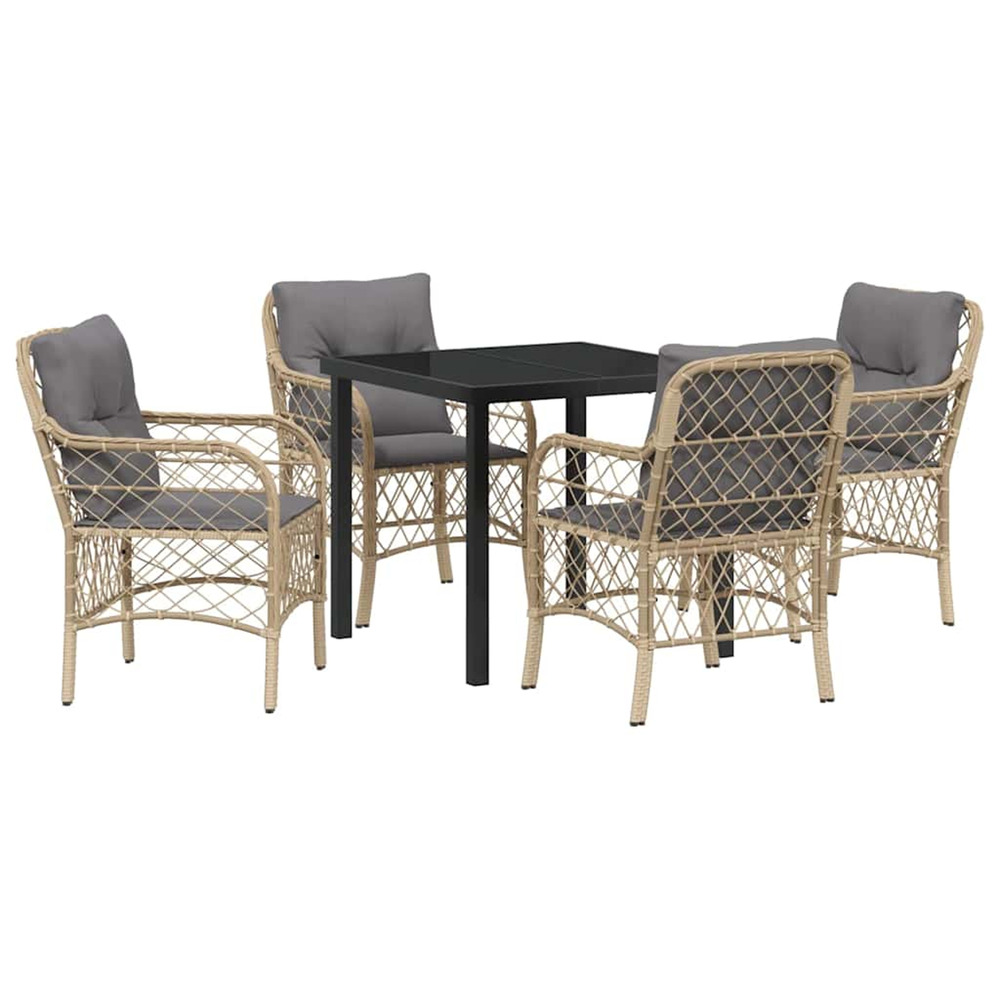 Ensemble de salle à manger pour jardin 5 pcs beige polyrotin