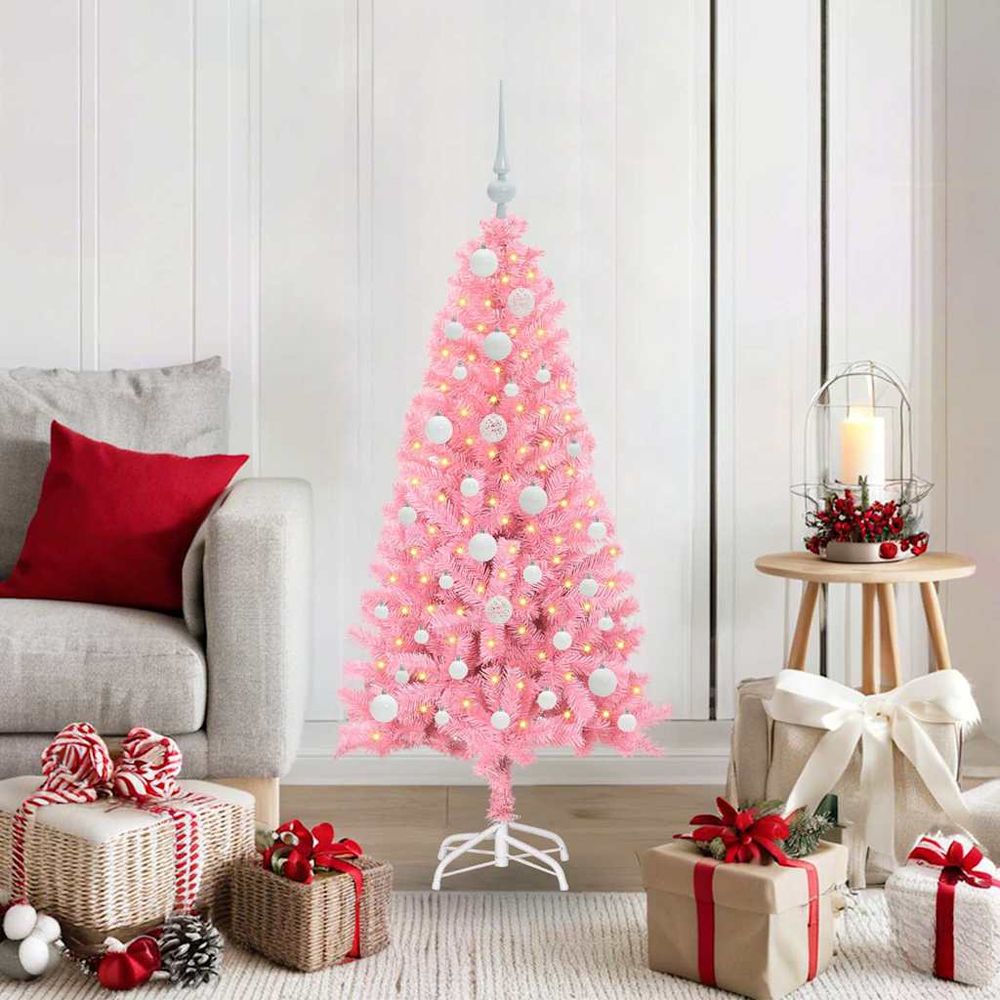Sapin de noël design conique rose 120 cm pour intérieur et extérieur avec 150 led