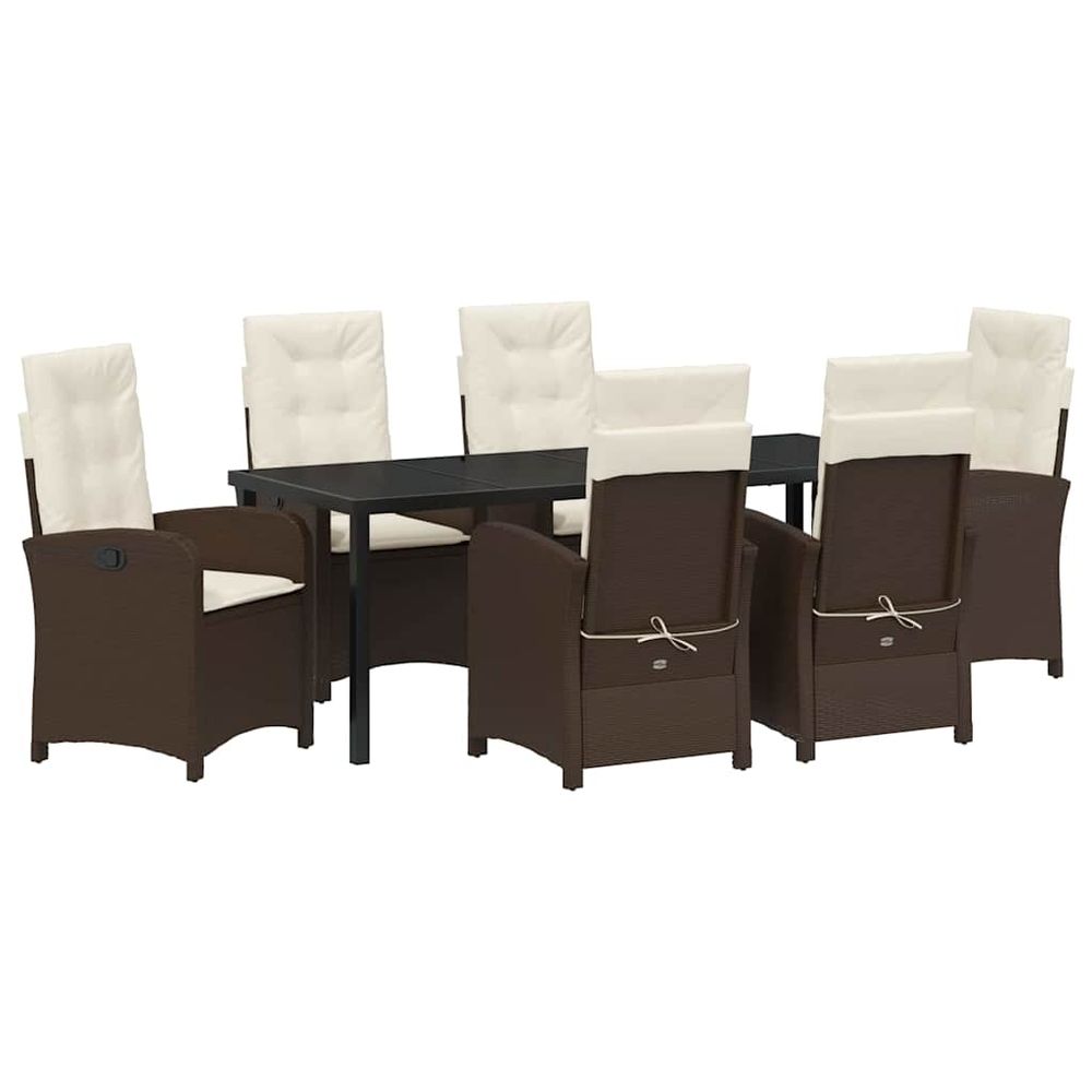 Ensemble de salle à manger pour jardin 7 pc marron polyrotin