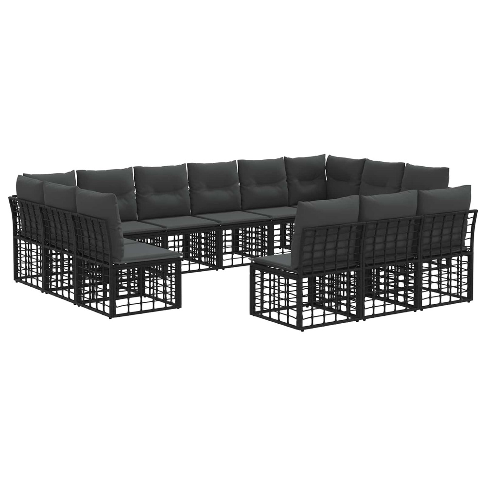 Ensemble de canapés d'extérieur noir et gris foncé polyester