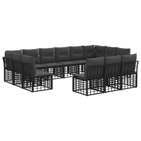 Ensemble de canapés d'extérieur noir et gris foncé polyester