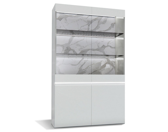 Amaury - vitrine - blanc - fond effet marbre - 115x185 cm